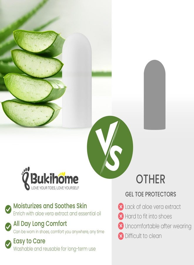 Bukihome Silicone Toe Protectors - 12 Pack Gel Toe Sleeves Toe Protectors - Toe Caps with Aloe Vera Essential Oils - Toe Cushions for Pain Relief, Toe Protection for Corns, Calluses (8L + 4S) - Image 4